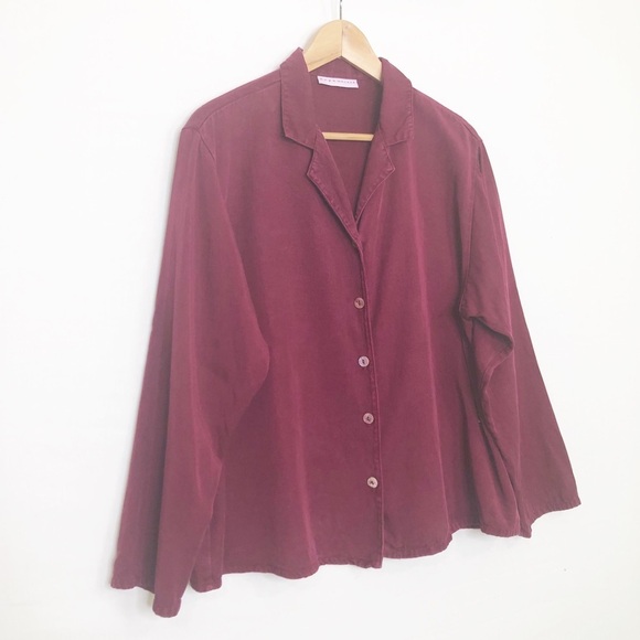 Bryn Walker large Burgundy, button-down shirt - Picture 10 of 10